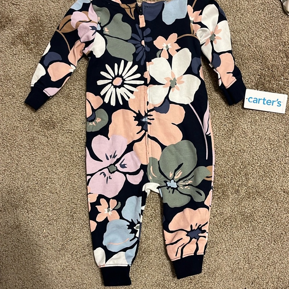NWT Carters Floral French Terry Jumpsuit